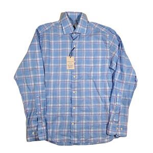 Peter Millar Kenton Shirt Mens Small Summer Soft Cotton Plaid‎ Classic Fit